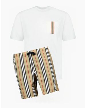 Burberry Check Pocket Shorts Set - White