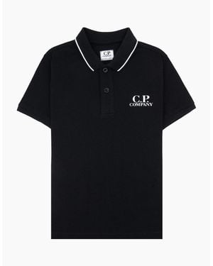C.P. Company Undersixteen U16 Chest Logo Short Sleeve Polo 999 - Black