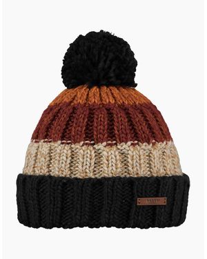 Barts Wilhelm Cuffed Mixed Knit Knitted Bobble Hat - Red