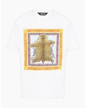 Just Cavalli Foulard Cotton Leopard Graphic T-Shirt - White