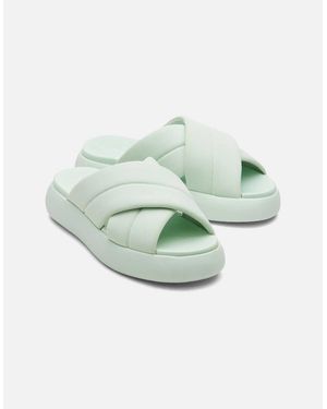 TOMS Mallow Crossover Polyester Blend Mint Slides - Green