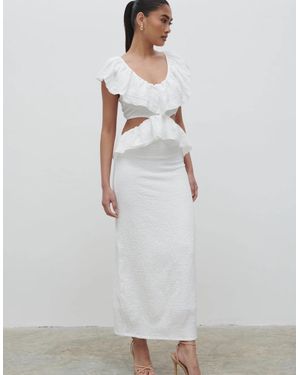 Pretty Lavish Ellis Crinkle Ruffle Jersey Dress - White