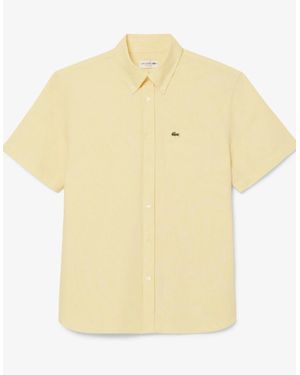 Lacoste Regular Fit Short Sleeved Oxford Shirt - Yellow