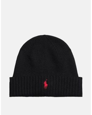 Ralph Lauren Signature Pony Wool Beanie - Black