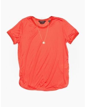 Maison Scotch Short Sleeve Lurex Rib Detailed Tee - Red