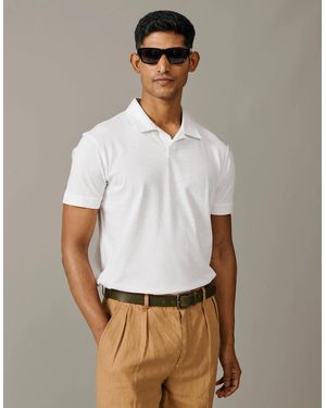 aubi Churchfield Open Collar Polo - White