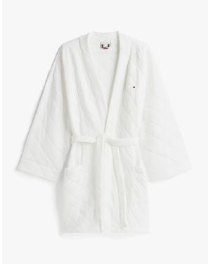 Tommy Hilfiger Gift Quilted Robe Bathrobes Ivory - White