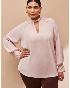 Live Unlimited London Blush Twist High Neck Blouse - Pink
