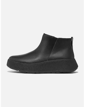 Fitflop F-Mode Leather Flatform Zip Ankle Boot Gm2-090 - Black