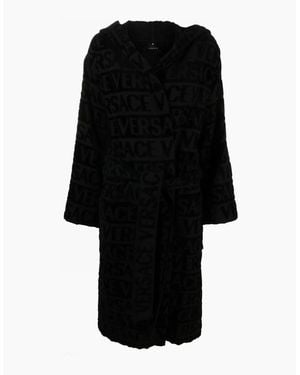 Versace Allover Bathrobe Cotton - Black