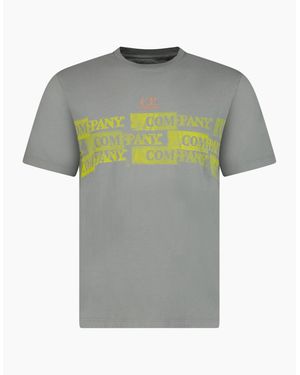 C.P. Company Hand Print Horizontal Logo T-Shirt - Grey