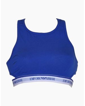 Emporio Armani Visibility Stretch Cotton Bralette, Electric - Blue
