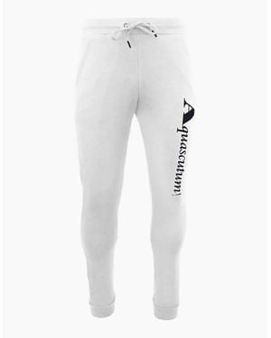 Aquascutum Logo Print Ribbed Cuff Slim Joggers - White