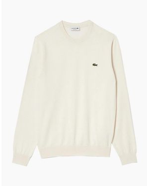 Lacoste Off Cotton Crew Neck Knit - Natural