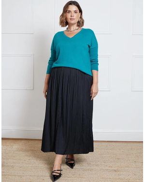 Live Unlimited London Pleated Midi Skirt - Blue