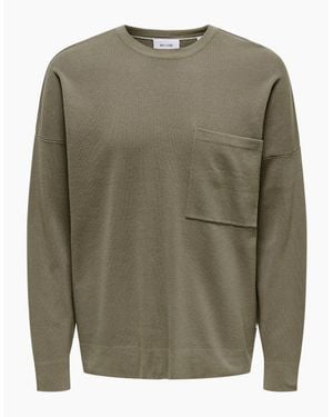 ONLY Relaxed Fit Crew Neck Long Sleeve Sweatshirt - Green
