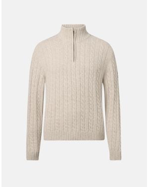 Belstaff Westport Quarter Zip Jumper Stone - White