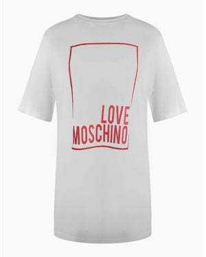 Love Moschino Large Box Logo Oversized Mini T-Shirt Dess - Grey
