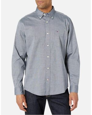 Tommy Hilfiger Oxford Shirt Cotton Long Sleeve Casual Formal Classic Fit - Grey