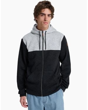 Quiksilver Kellerblockzip Hooded Full Zip Fleece - Grey