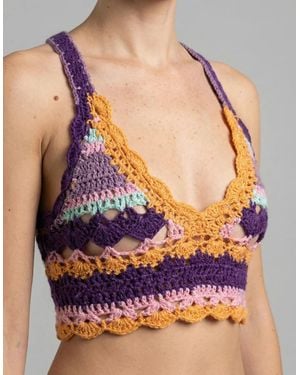 Oceanus Crochet Crop Top - Blue