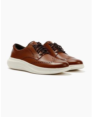 Cole Haan Grand Aerion Wingtip Oxfords Leather British Tan Lace-Up Shoes - Brown