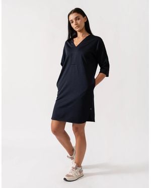 Maison Scotch V-Neck Sweat Panel Sleeved Dress - Blue