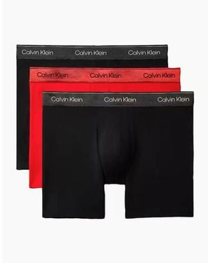 Calvin Klein 3-Pack Icon Cotton Stretch Metallic Waist Boxer Briefs - Red