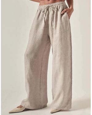 James Lakeland Taupe Pure Linen Trousers - Natural