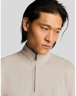 Lyle & Scott Zip Neck Funnel Neck Long Sleeve Sweatshirt - Natural