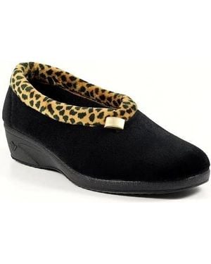 Lunar Paloma Ocelot Trim Slipper Kla005 - Black