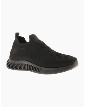 Apache Chunky Trainers Knit Effect Sky Slip On Uk Size - Black