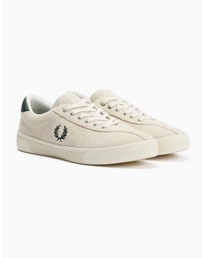 Fred Perry Tennis Shoe Suede Ecru/Grassroot Trainers - White