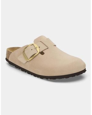 Birkenstock Boston Big Buckle Nubuck Leather Clogs - White