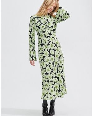 Ro&zo Floral Flute Sleeve Dress - Green