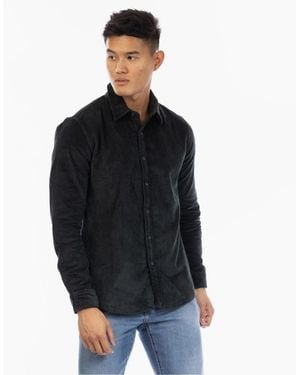 Peter Werth Collared Neck Long Sleeve Regular Fit Shirt - Black