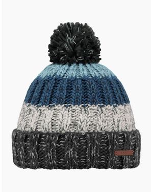 Barts Wilhelm Cuffed Mixed Knit Knitted Bobble Hat - Blue