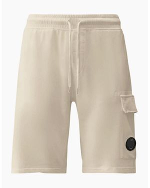 C.P. Company Light Fleece Lens Pocket Gauze Cargo Shorts - Natural