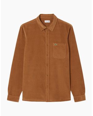 Lacoste Corduroy Long Sleeve Shirt - Brown