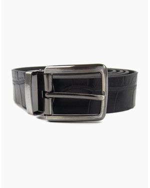 Emporio Armani Cintura Embossed Logo Belt Grigio - Black