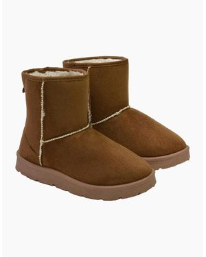 XY London Ladies Junie Faux Fur Lined Classic Flat Ankle Boots - Brown