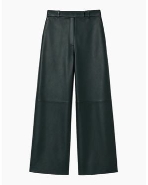 Ro&zo Dark- Leather Wide-Leg Trousers - Green