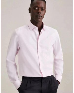 Seidensticker Shaped Fit No Iron New Kent Structured Business Shirt - Pink