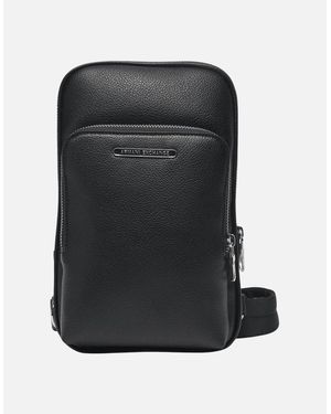 ARMANI EXCHANGE Metal Logo Leather Sling Bag - Black