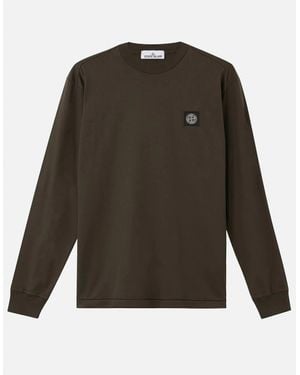 Stone Island Patch Logo 2100031 Ls T Shirt - Green