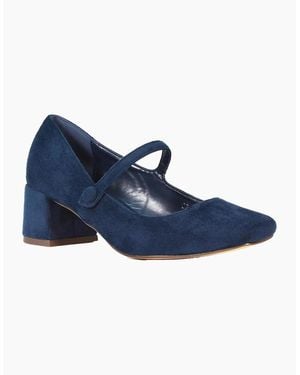 XY London Ladies Leneka Low Block Heel Court Shoes - Blue