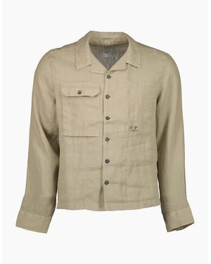 C.P. Company Long Sleeve Linen Overshirt - Green