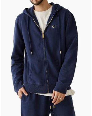 TRUE RELIGION Zip Hoodie Jogger Casual Hooded Cotton Hoody Top Bottom - Blue