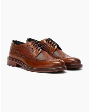 Ben Sherman Archie Brogue Leather Tan Lace-Up Shoes - Brown