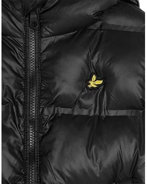 Lyle & Scott Solid Patterned Hooded Puffer Coat - Black